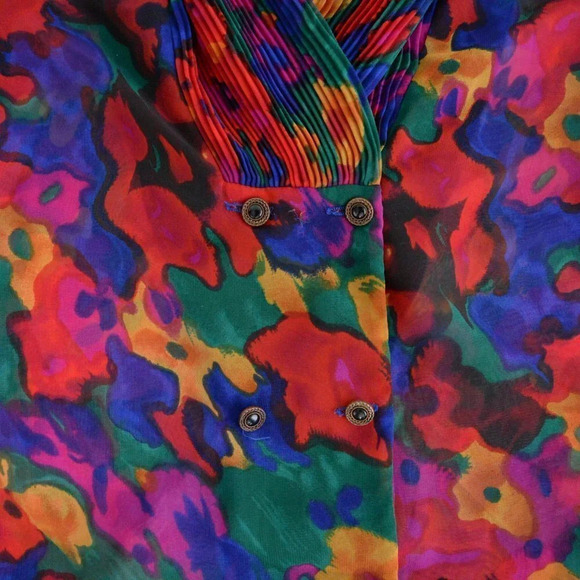 Vintage Braemar by Jeremy Scott Sheer Floral Button Down Shirt Blazer - Picture 13 of 13